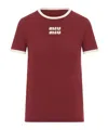 Miu Miu Crew Neck T-shirt In Red
