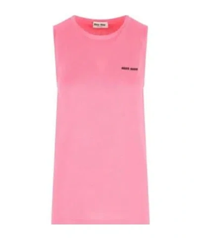 MIU MIU CASHMERE AND SILK CREW-NECK KNIT TOP