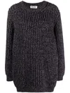 Miu Miu Crew-neck Virgin-wool Knitted Jumepr In Blau