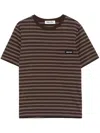 Miu Miu Striped T-shirt In Cacao+bianco