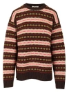 Miu Miu Crewneck Sweater In Virgin Wool In Brown