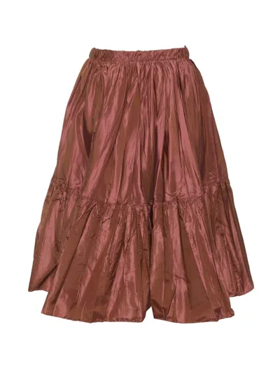 Pre-owned Miu Miu Crinkled Flared Midi Skirt In Pink