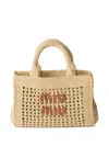 Miu Miu Structured Raffia Handbag With Adjustable Strap