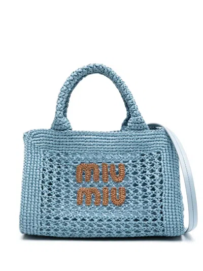 Miu Miu Crochet Bag In Light Blue