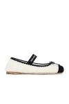 Miu Miu Ballerina In White And Black Crochet Knit Women In Avorio & Blu