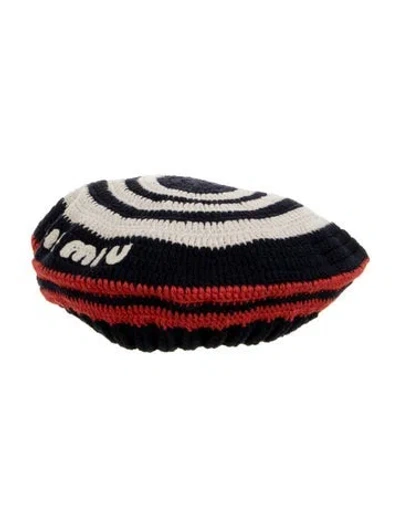 Pre-owned Miu Miu Crochet Beret Hat W/tags In Red