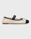 Miu Miu Ballerina In White And Black Crochet Knit Women In Avorio Blu