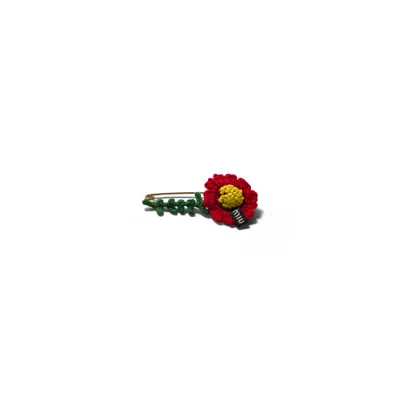 Miu Miu Crochet Brooch In Red
