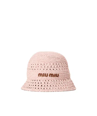 Miu Miu Crochet Bucket Hat In Pink