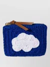 Miu Miu Crochet Cloud Wallet Leather Pull Tab In Blue