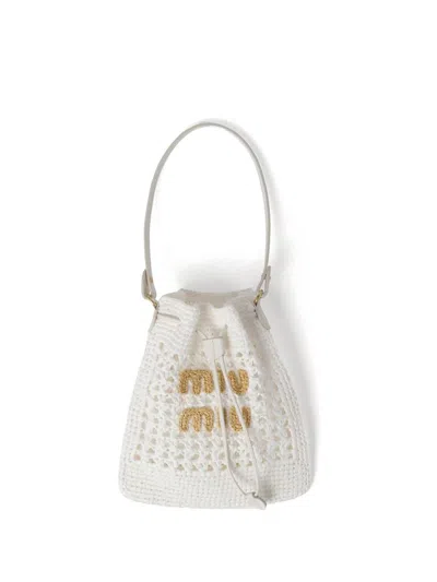 Miu Miu Crochet Container Bags In White