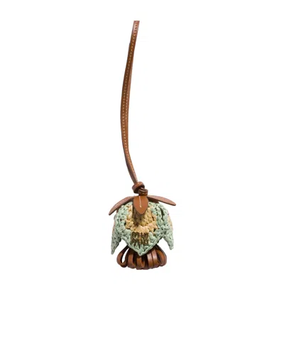 Miu Miu Crochet Flower Bag Charm In Brown