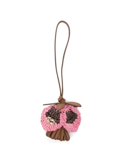 Miu Miu Crochet Flower Bag Charm In Multi