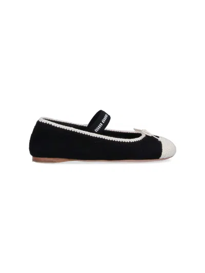 MIU MIU CROCHET KNIT BALLET FLATS