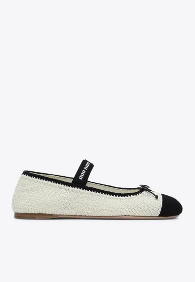 MIU MIU CROCHET KNIT BALLET FLATS