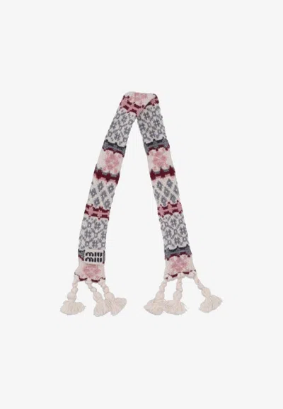Miu Miu Crochet Knit Logo-label Trick Keychain In Multi