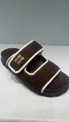 Miu Miu Crochet-knit Slides In Black