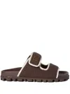 Miu Miu Crochet-knit Slides In Brown