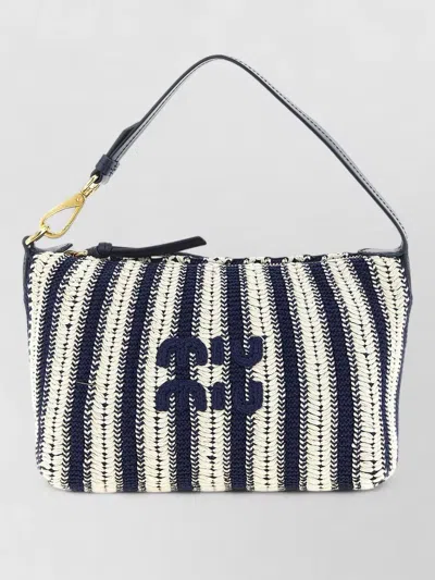 Miu Miu Crochet Leather Shoulder Pouch Striped Handle In Multi