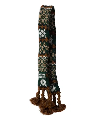 Miu Miu Crochet Logo-label Trick In Green