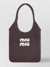 Miu Miu Crochet Pattern Shoulder Bag In Brown