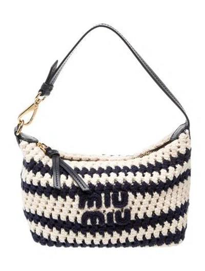 Pre-owned Miu Miu Crochet Pouch In Blue