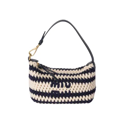 Pre-owned Miu Miu Crochet Pouch 'blue/bianco' | Women's Size Onesize