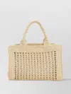 Miu Miu Crochet Raffia Tote Bag Perforated Handles