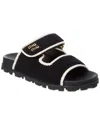 Miu Miu Bicolor Crochet Grip Slide Sandals In Black