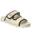 Miu Miu Bicolor Crochet Grip Slide Sandals In White