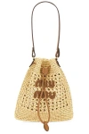 Miu Miu Crochet Shoulder Bag In Naturale & Cognac