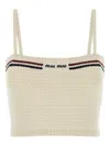 Miu Miu Cropped Textured Knit Top With Contrasting Stripes