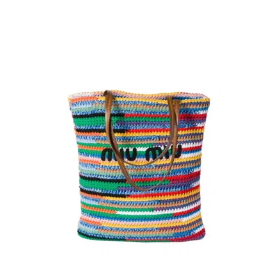 Miu Miu Crochet Tote Bag In Multi