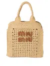 Miu Miu Raffia-effect Crochet Fabric Tote Bag In Neutrals