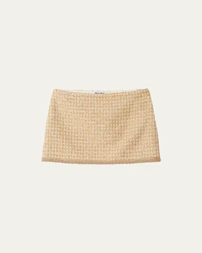 Miu Miu Crochet-trim Boucle Mini Skirt In Avorio Oro
