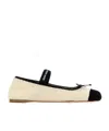 Miu Miu Ballerina In White And Black Crochet Knit Women In Nude