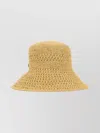 Miu Miu Crochet Wide Brim Raffia Bucket Hat In Brown