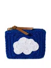 Miu Miu Crochet Cloud Wallet Leather Pull Tab In Blue