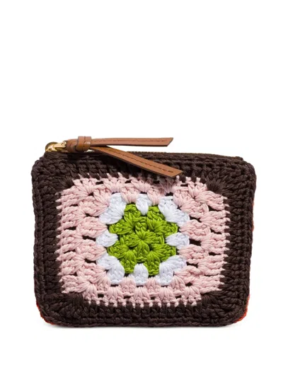 Miu Miu Crochet Zipper Pouch In Multi