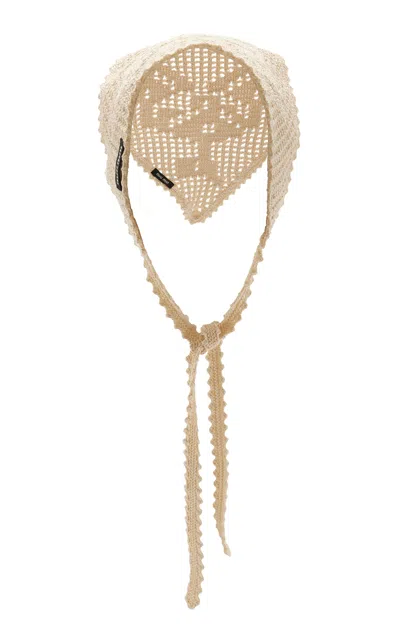Miu Miu Crocheted Cotton Bandana In Neutral