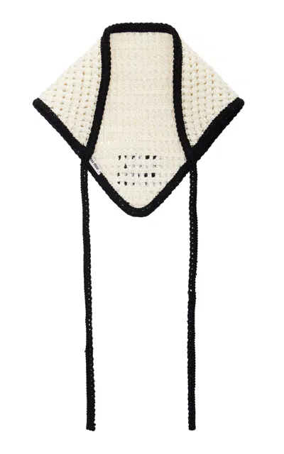 Miu Miu Crocheted-cotton Head Scarf In White