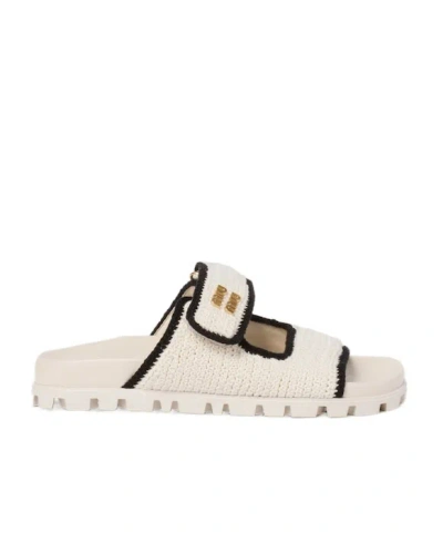 Miu Miu Crocheted Knitted Slippers In Pink