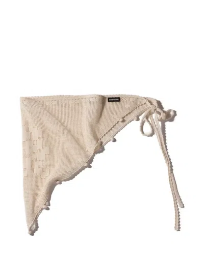 Miu Miu Crochet-knit Floral-lace Pareo In Brown