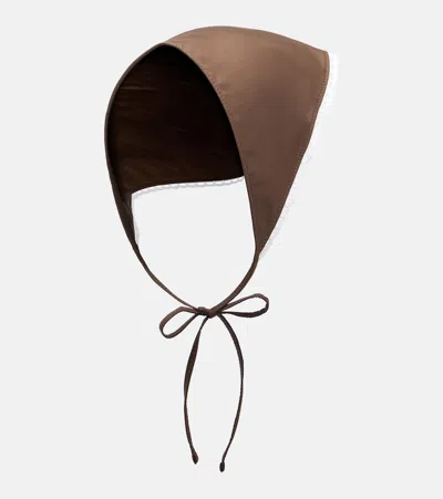 Miu Miu Crochet-trimmed Cotton Poplin Scarf In Brown