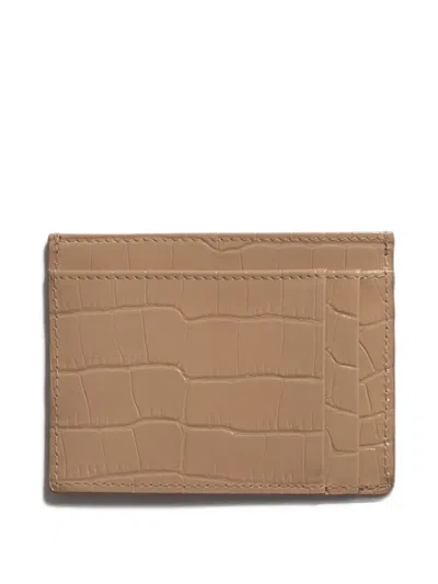 Miu Miu Crocodile Embossed Calfskin Card Holder In Brown