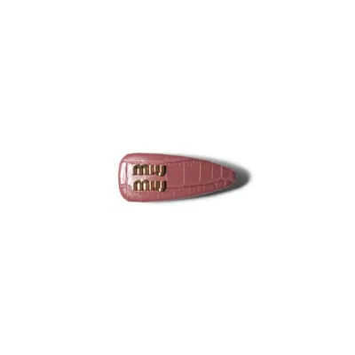 Miu Miu Crocodile Embossed Calfskin Hair Clip In Antique