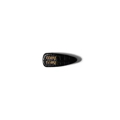 Miu Miu Crocodile Embossed Calfskin Hair Clip In Black