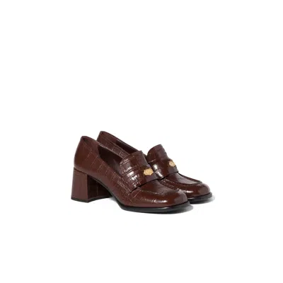 Miu Miu Croco-print Leather Loafers In Cocoa Brown