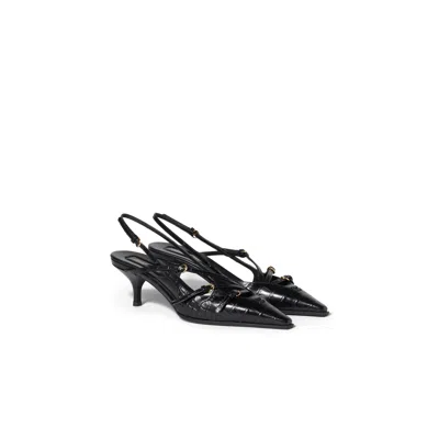 Miu Miu Croco-print Slingback Pumps In Black
