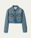 Miu Miu Denim And Poplin Trucker Jacket In F0013 Azzurro
